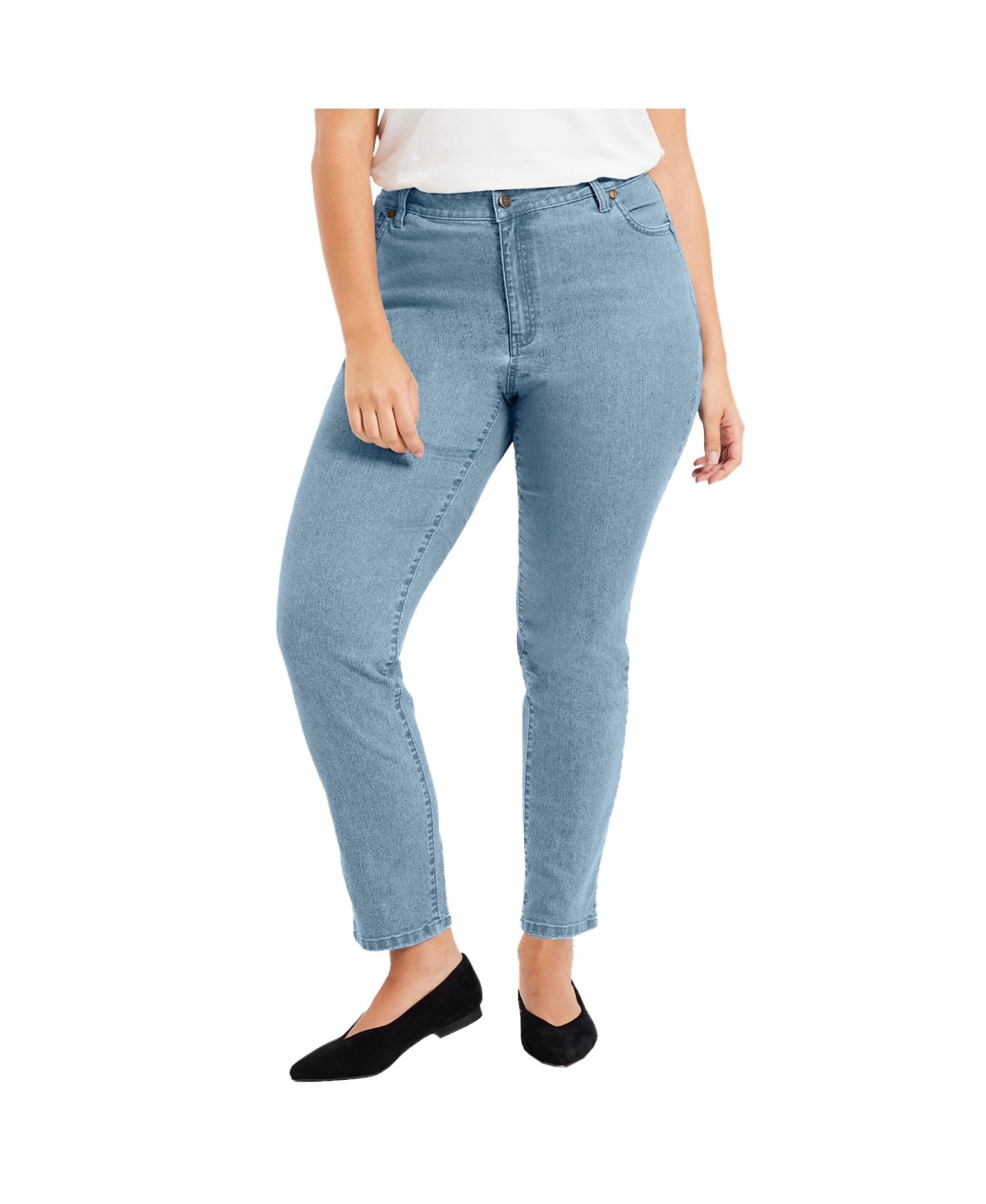 Women's Plus Size Curvie Fit Straight-Leg Jeans - Light blue
