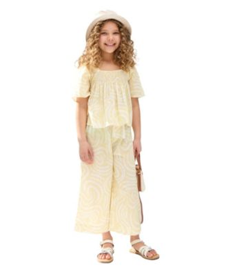 Little Girls Raffya Nia Shirred Neck Zebra Swirl Print Co-Ords Set