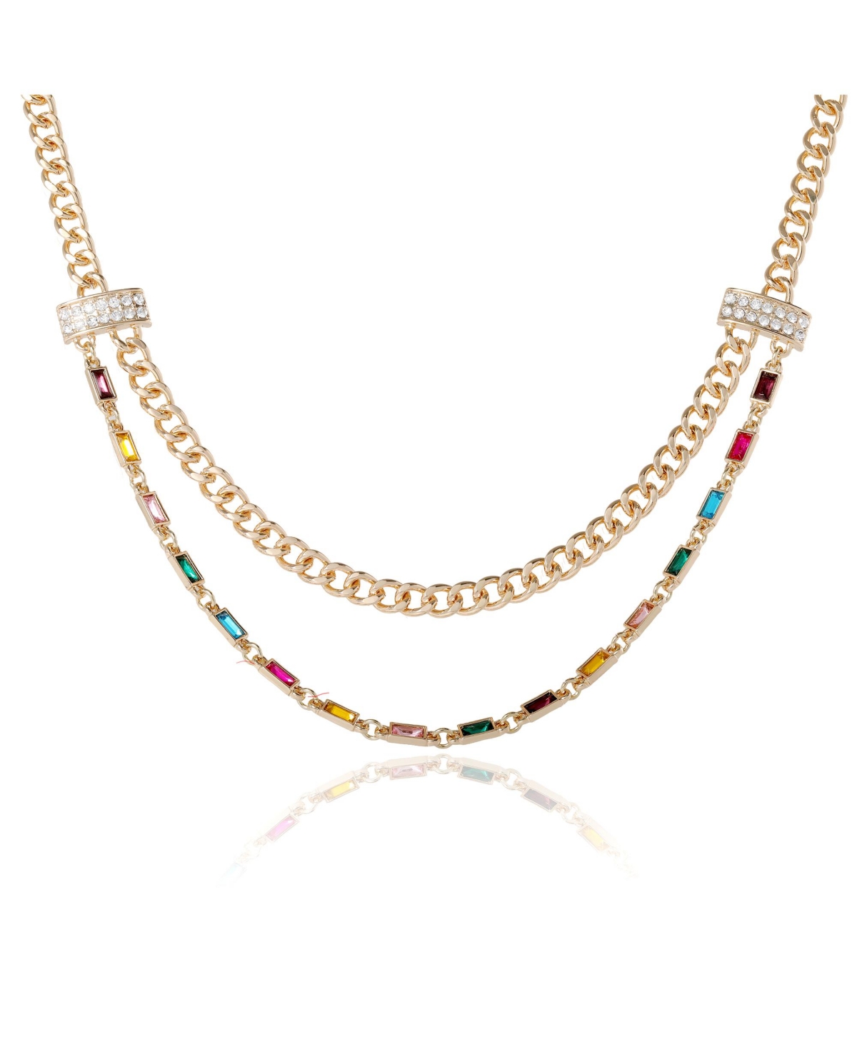 Bcbg Generation Double Layer Multicolor Necklace - Gold/multi
