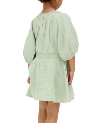 Little Girls Raffya Soipoi Ruched V-Neck Dress