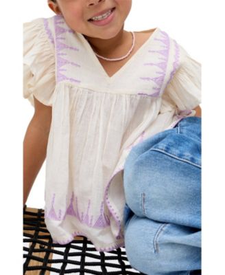 Mariana Flutter Sleeve Embroidered Blouse