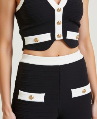 Women's Two-Piece Halter Crop Top and Wide-Leg Pant Set