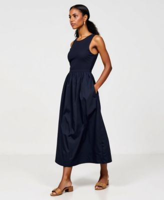 Women's Sleeveless Fit-And-Flare Seam Waist Maxi Dress