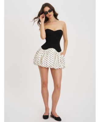 Women's Dahliana Polka Dot Bubble Hem Corset Mini Dress