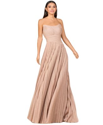 Women's Flowing Pleated, Strapless Dress