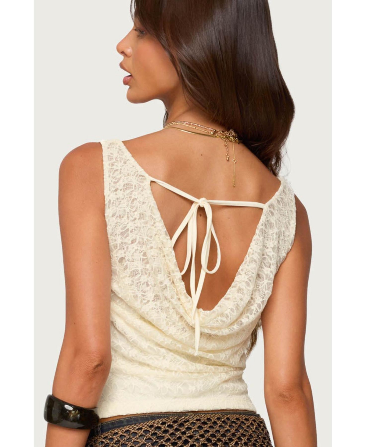 Edikted Women's Aysha Lace Cowl Neck Top
