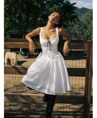 Women's Madison Cotton Eyelet Square Neck Midi Dress