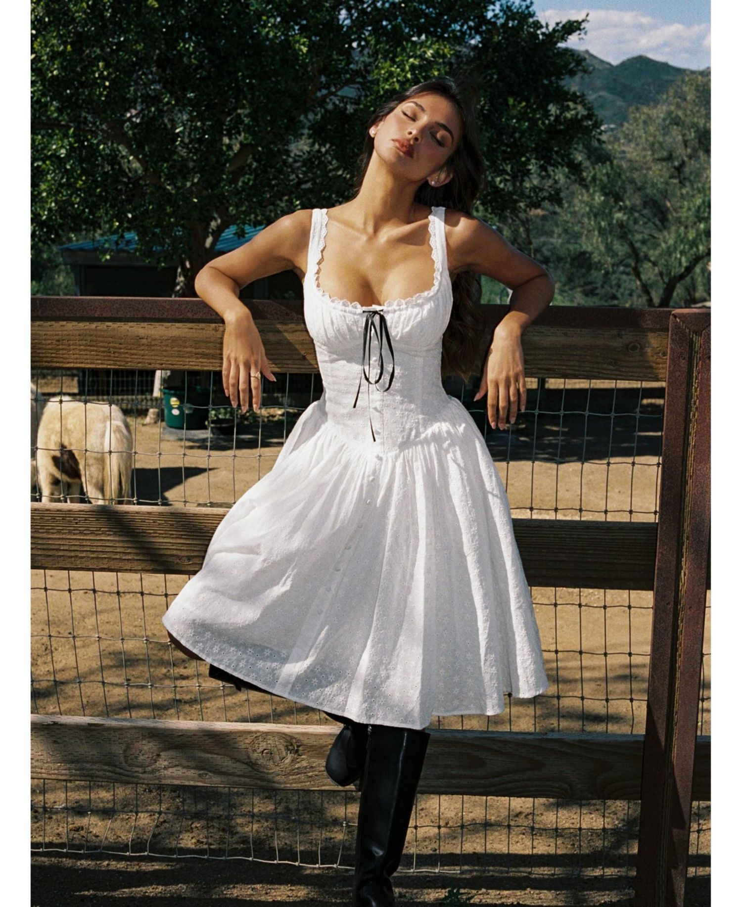 Women's Madison Cotton Eyelet Square Neck Dress