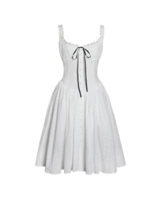 Women's Madison Cotton Eyelet Square Neck Midi Dress