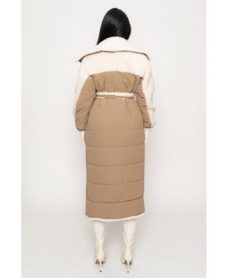 Women's Contrast Sherpa Coat
