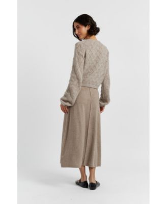 Women's Wool Blend Fluffy Diamond Cardigan