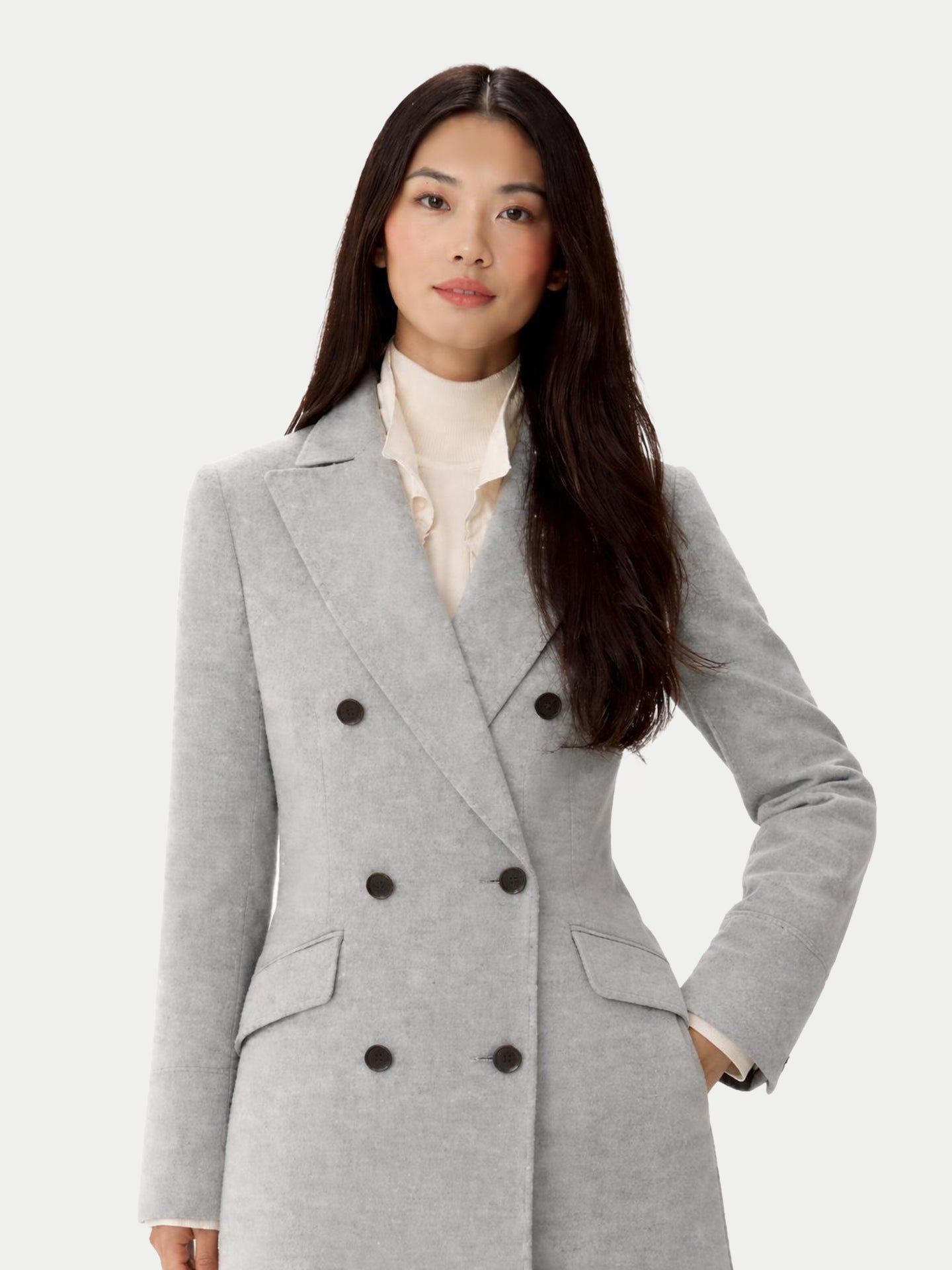Женское пальто Gobi Cashmere Cashmere Peak Lapel Long, цвет: Серый угольный — фото 9