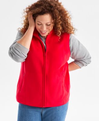 Plus Size Solid Polar Fleece Vest, Exclusively at Macy's 