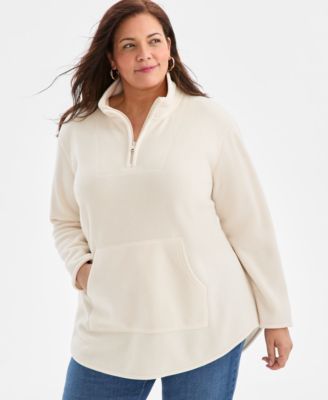 Style & Co - Plus Size Quarter-Zip Long-Sleeve Sweater