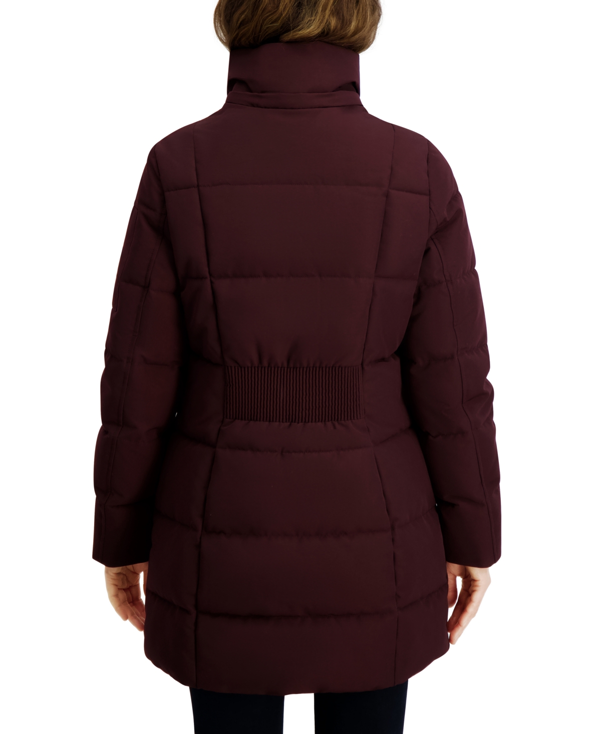 Nautica Women's Faux-fur-trim Hooded Puffer Coat In Burgundy
