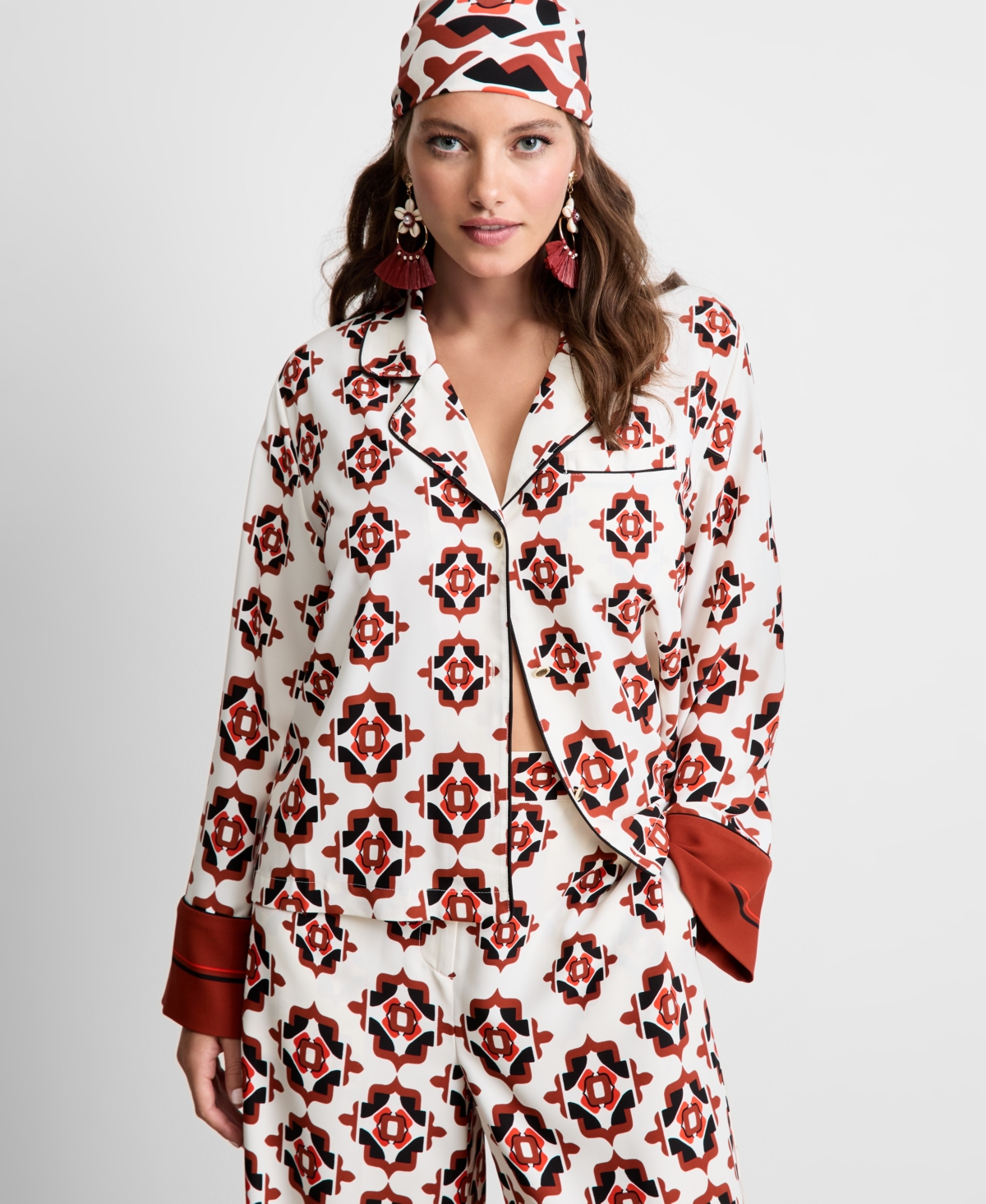 On 34th Women's Medallion-print Shirt, Macy's Exclusive In Red