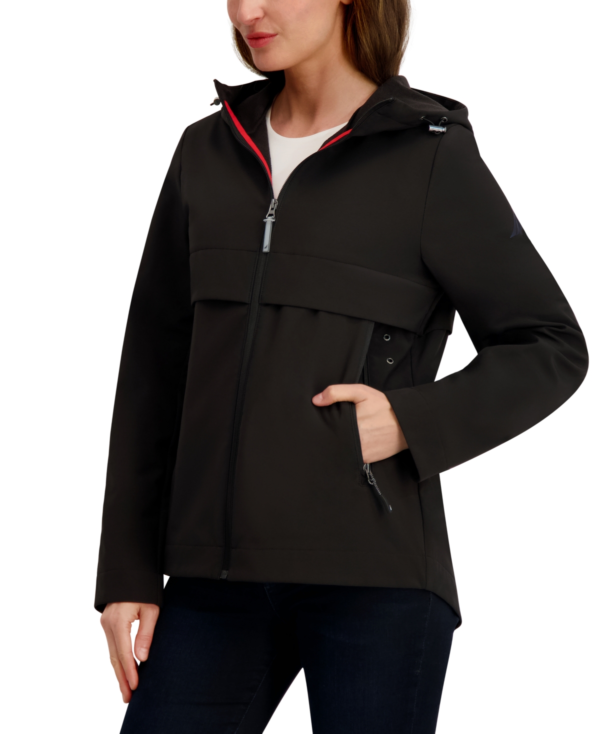 Nautica Women's Hooded Softshell Coat In Black