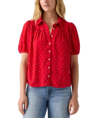 Levi's - Women's Lea Printed Puff-Sleeve Slim-Fit Blouse