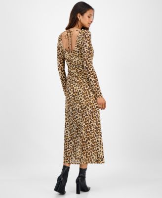 Women's Leopard-Print Mesh Low-Back Midi Dress, Macy's Exclusive