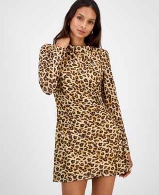 Women's Leopard-Print Mock-Neck Mini Dress, Macy's Exclusive