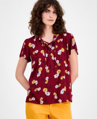 Women's Daisy Lace-Up Ruffled Blouse