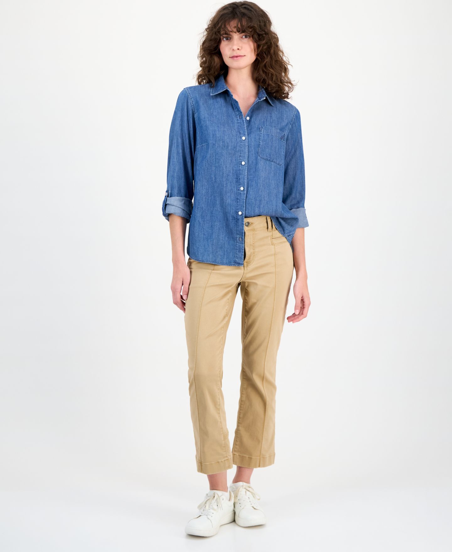 Женская рубашка Nautica Chambray Utility, цвет: Лазурный — фото 2