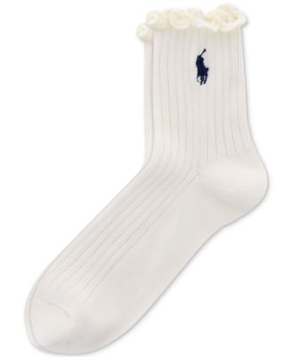 Polo Ralph Lauren Women's Lettuce Edge Anklet Socks 79132 - Ivory