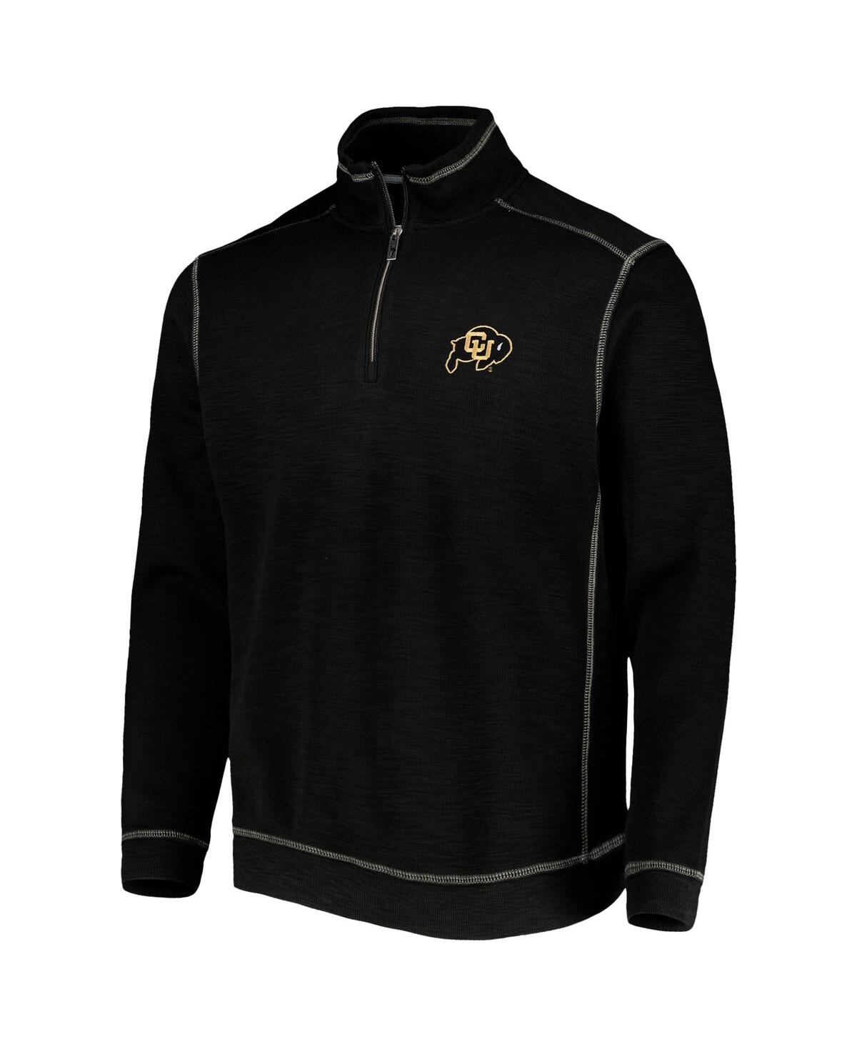 Tommy Bahama Men's Black Colorado Buffaloes Sport Tobago Bay Tri-blend Mock Neck Half-zip Jacket In Black