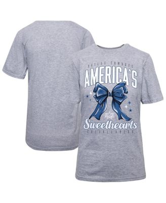 Dallas Cowboys - Women's Gray Cheerleaders Sweetheart Bow T-Shirt