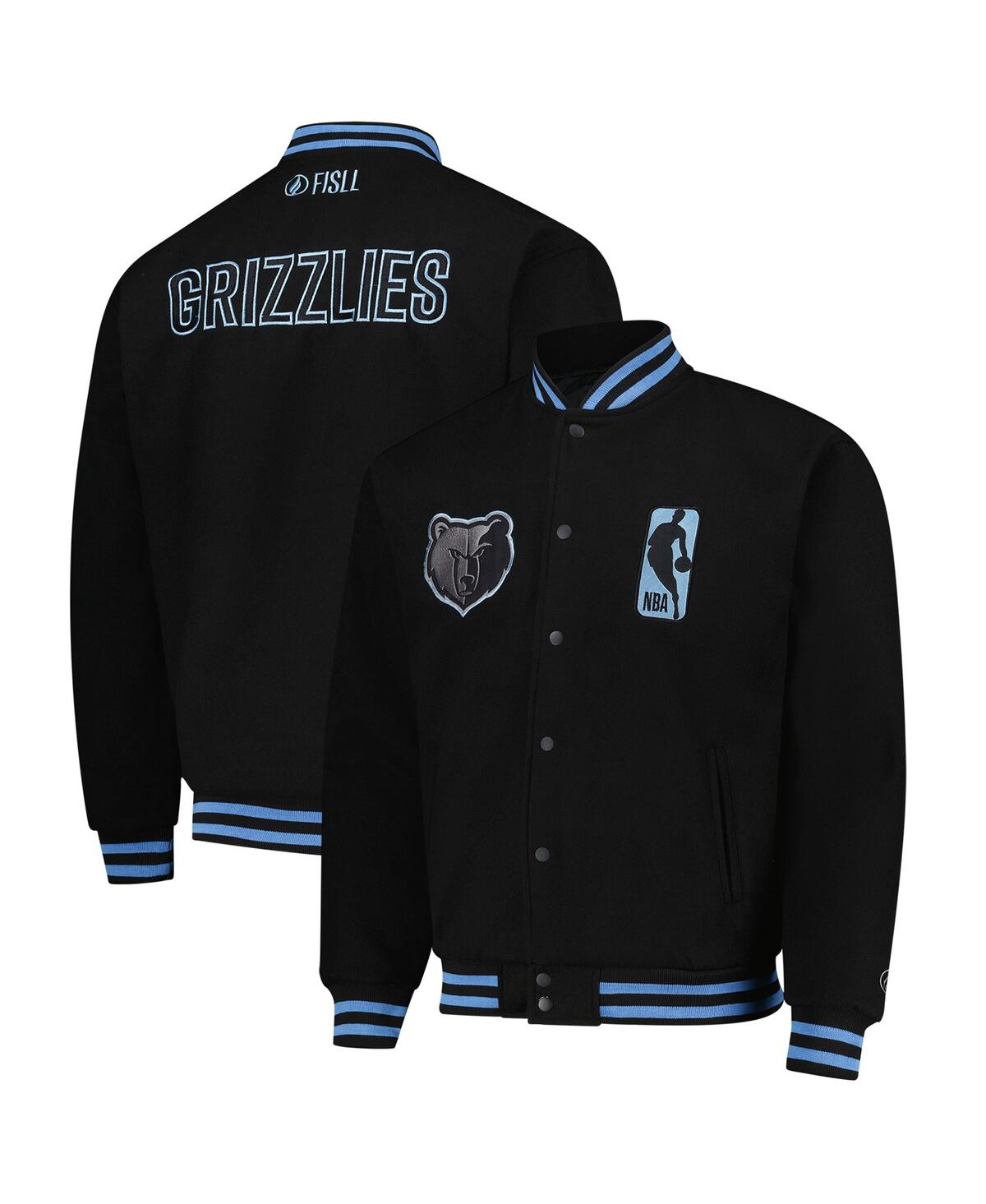 Men's and Women's Black Memphis Grizzlies Logo Man Shadow Collection Full-Snap Varsity Jacket - Black