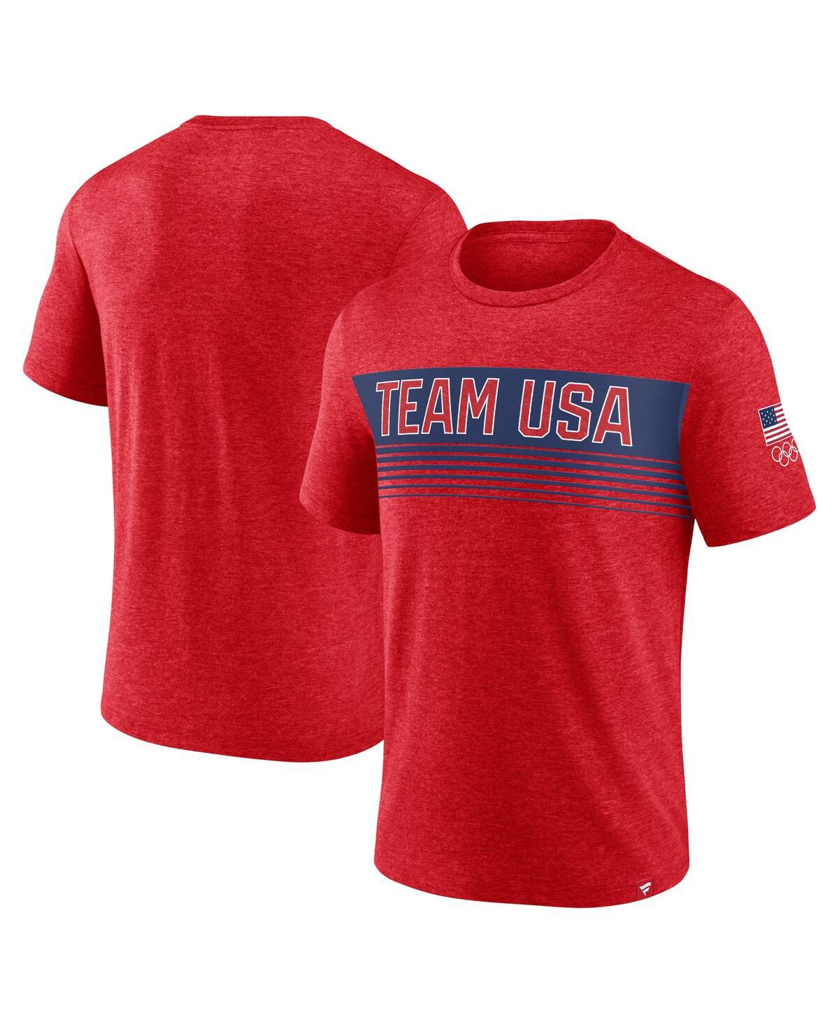 Fanatics Men's Heather Red Team Usa Bold Stripes T-shirt In Red