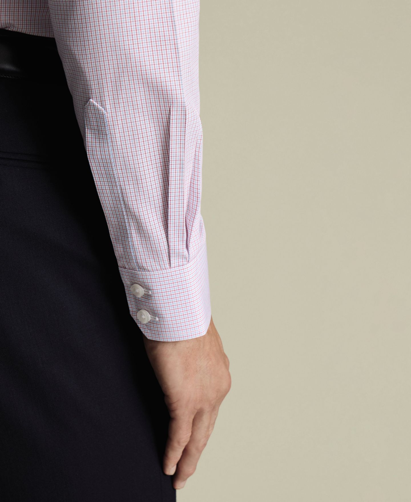 Мужская рубашка Charles Tyrwhitt Non-Iron Check Dress Shirt, цвет: Красный — фото 3