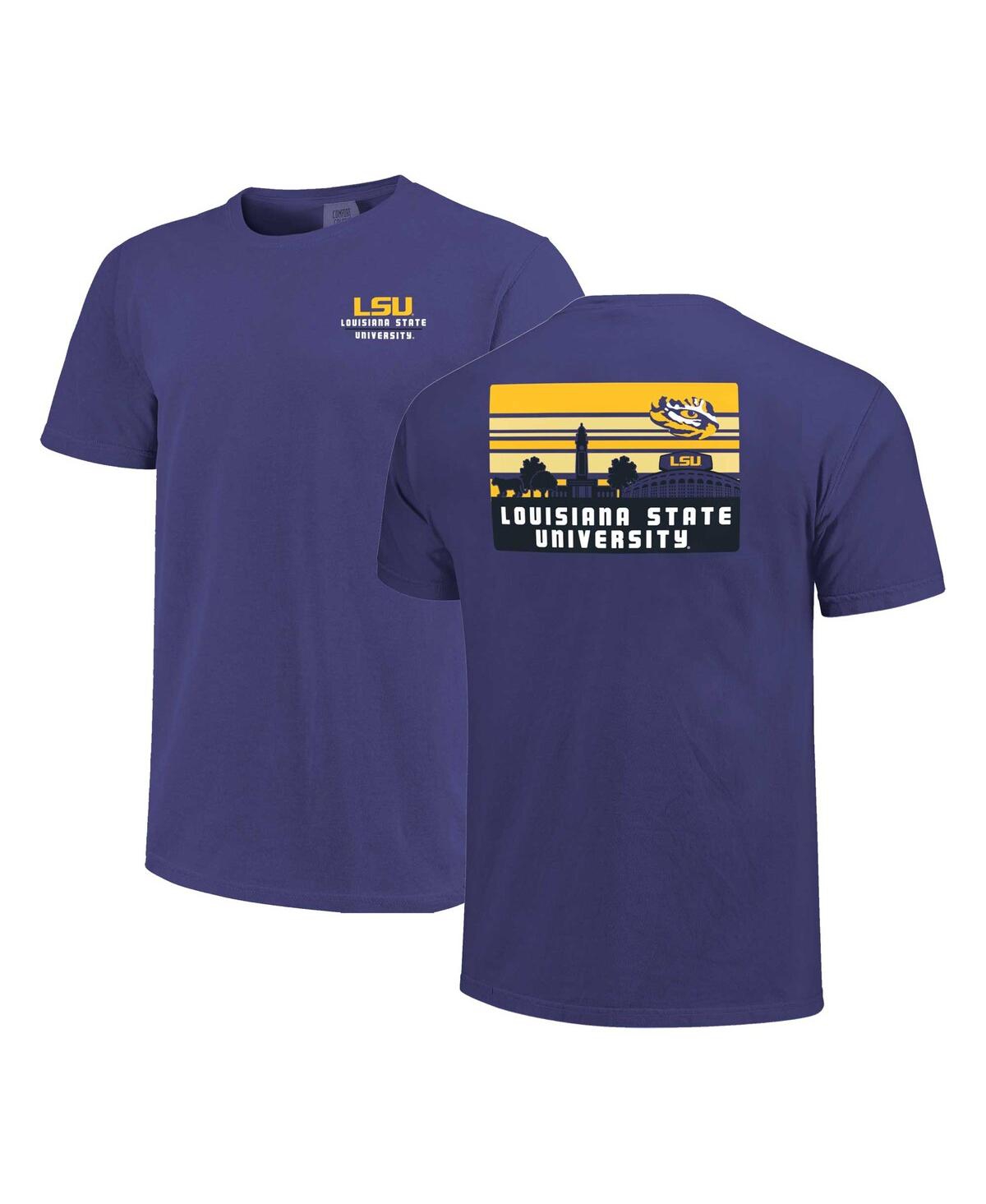 Men's Purple Lsu Tigers Striped Campus Skyline T-Shirt - Purple