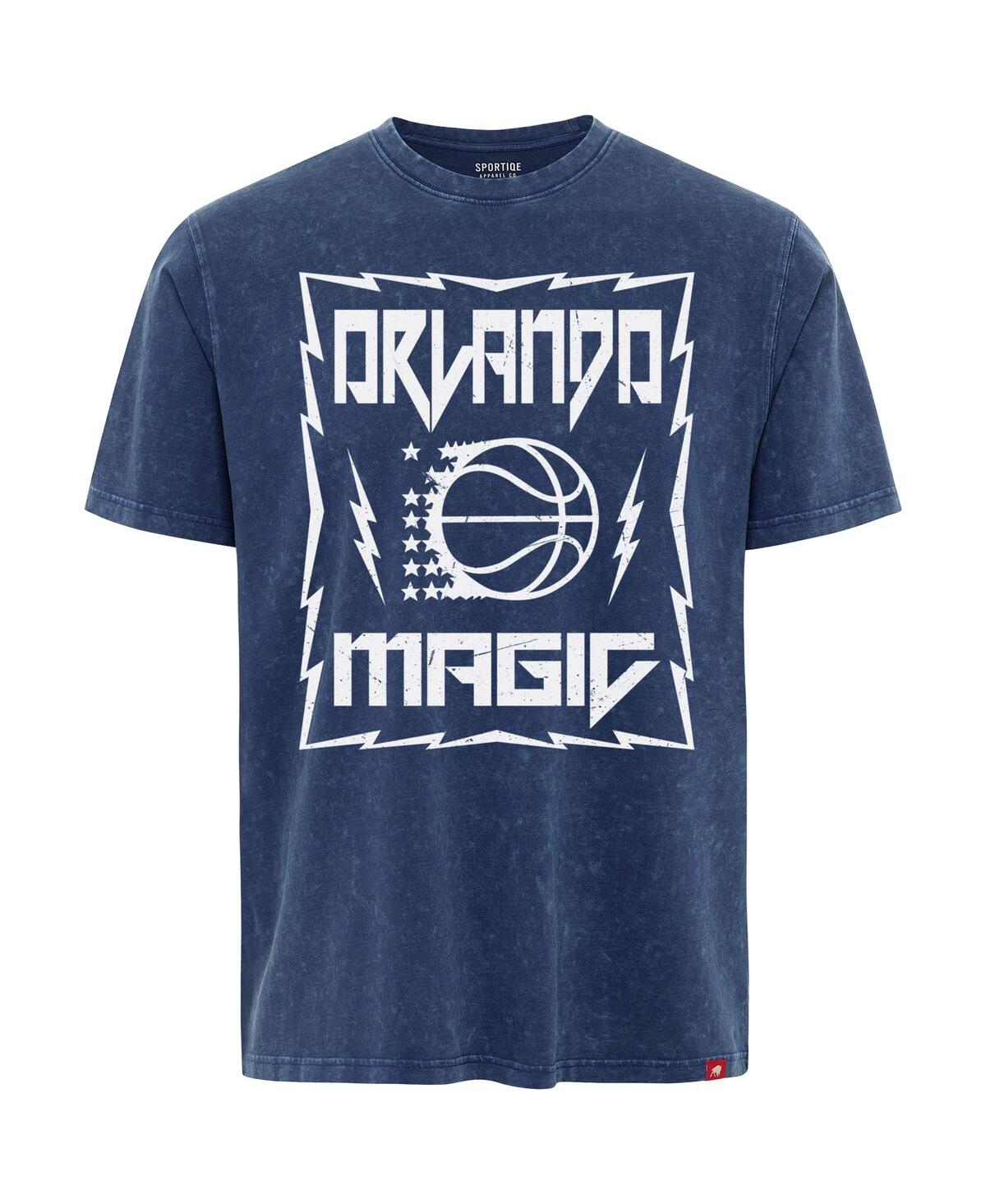 Sportiqe Men's And Women's Blue Orlando Magic Rock Roll Collection Angus Premium Mineral Wash T-shirt In Blue