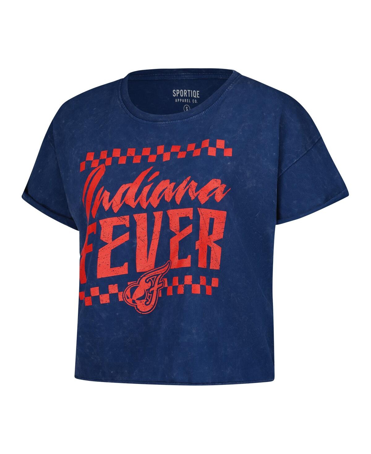 Sportiqe Women's Navy Indiana Fever Rock N Roll Collection Gwen Mineral Wash Cropped T-shirt In Blue