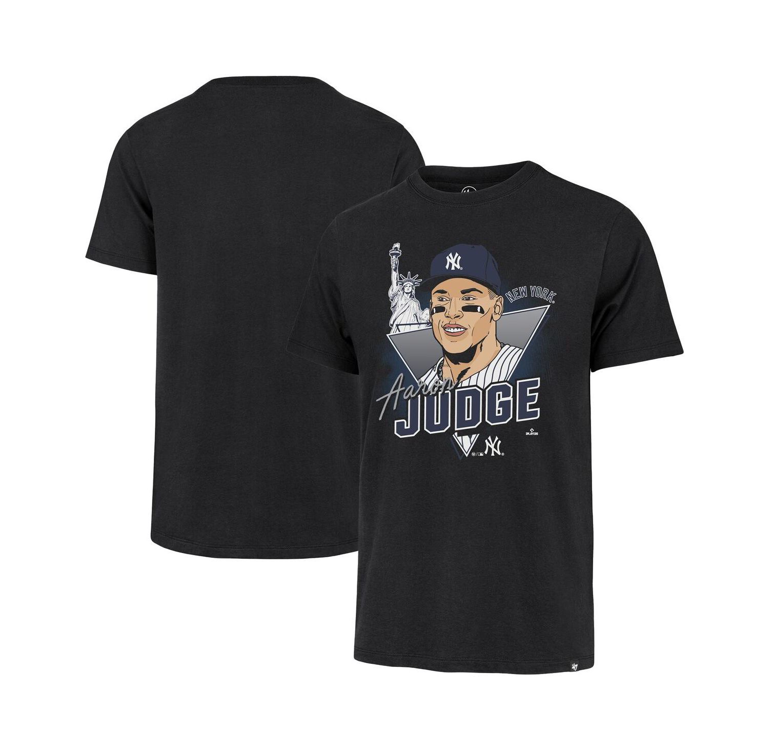 Men's Aaron Judge Black New York Yankees Player Caricature Franklin T-Shirt