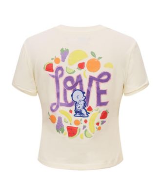 Women's Cream Peanuts Sweet Love Baby Doll Cropped T-Shirt