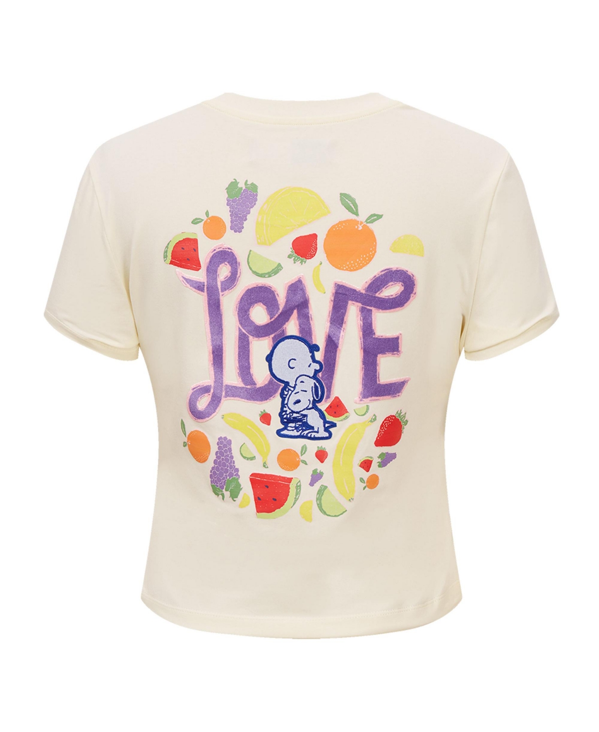 Freeze Max Women's Cream Peanuts Sweet Love Baby Doll Cropped T-shirt In White