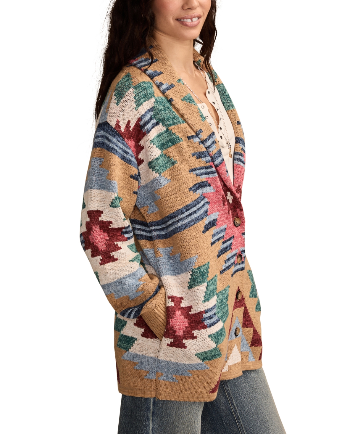 Lucky Brand Women's Southwest Shawl-collar Cotton Cardigan In Multi