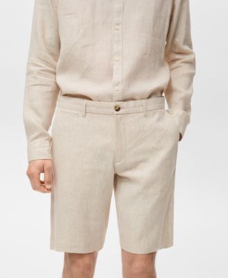 Men's Slim-Fit Linen Bermuda Shorts