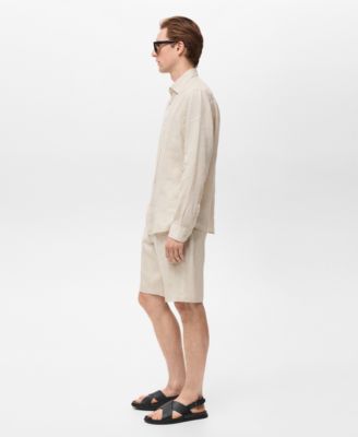 Men's Slim-Fit Linen Bermuda Shorts