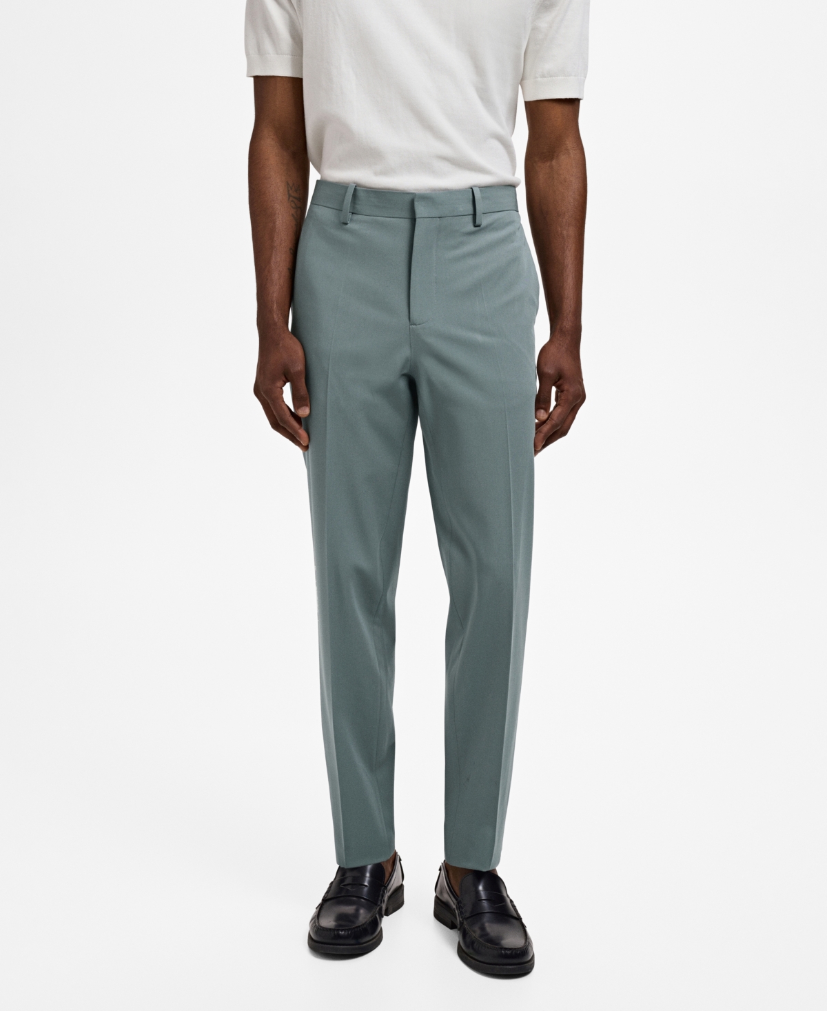 Men's Stretch Fabric Super Slim-Fit Suit Pants - Aqua Green