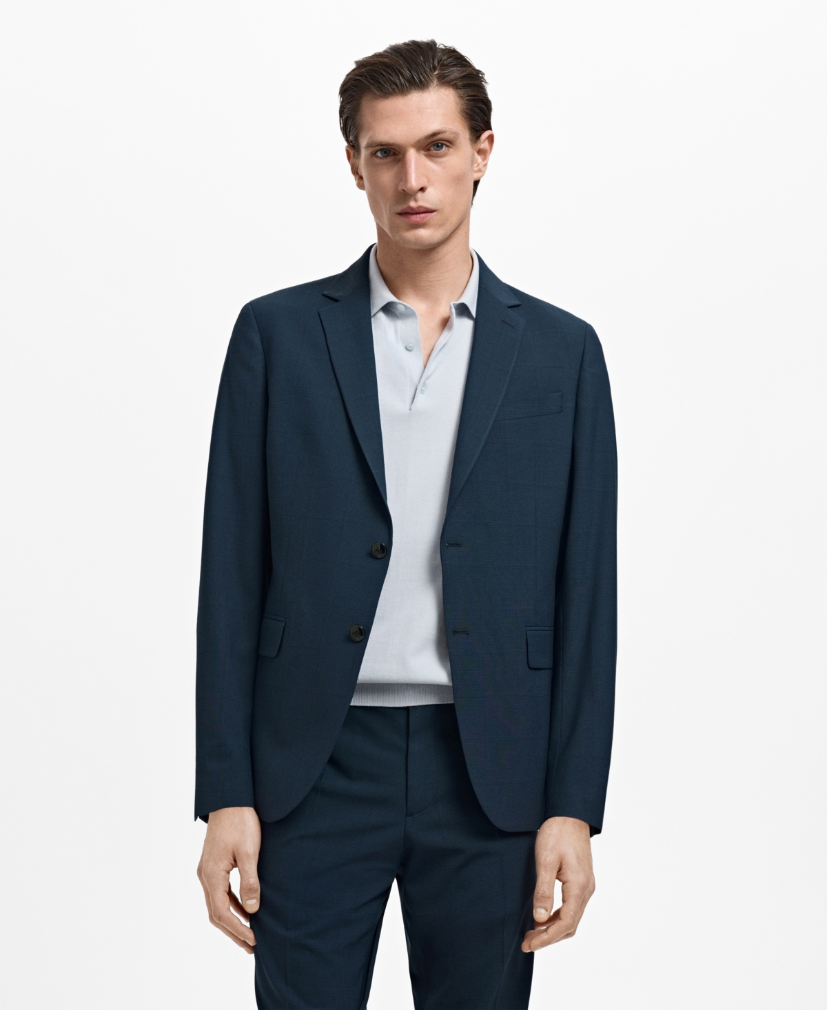 Men's Stretch-Fabric Super Slim-Fit Suit Jacket - Indigo Blue