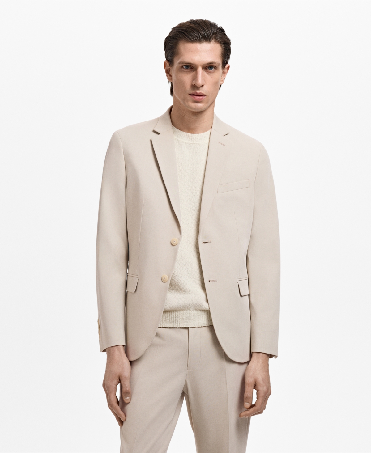 Men's Stretch Fabric Super Slim-Fit Suit Jacket - Beige