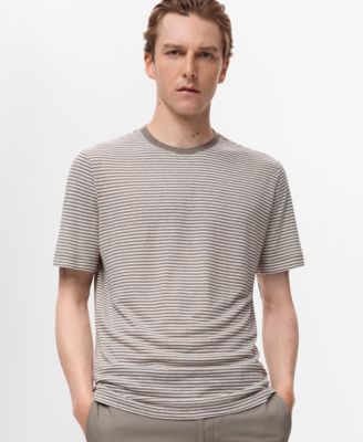 MANGO - Men's Striped Slim-Fit Linen T-Shirt