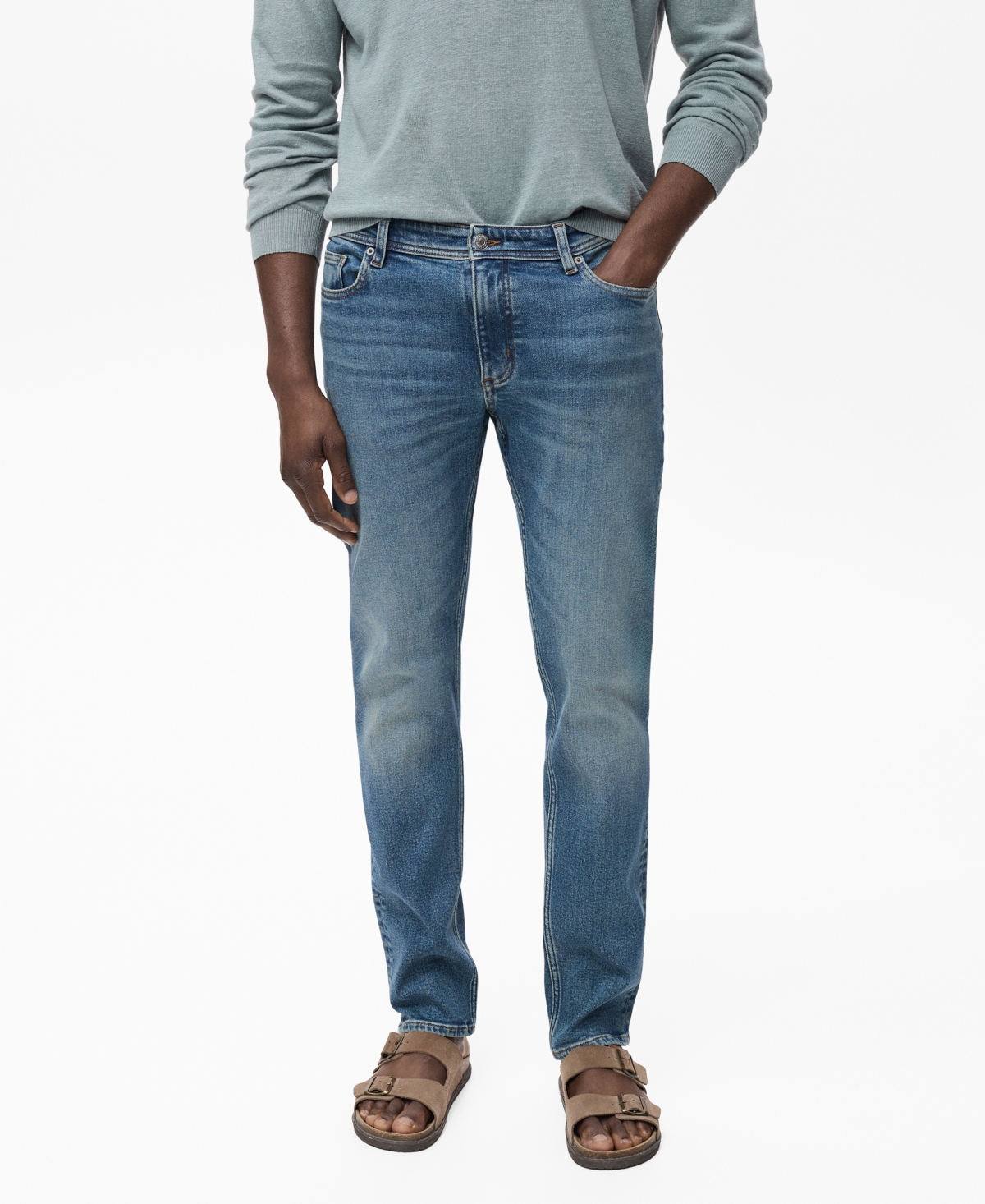 Men's Jan Slim-Fit Faded Medium-Wash Jeans - Medium Blue