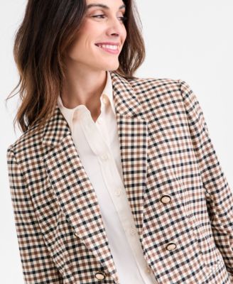 Women's Faux Double Breasted Elbow Patch Jacket