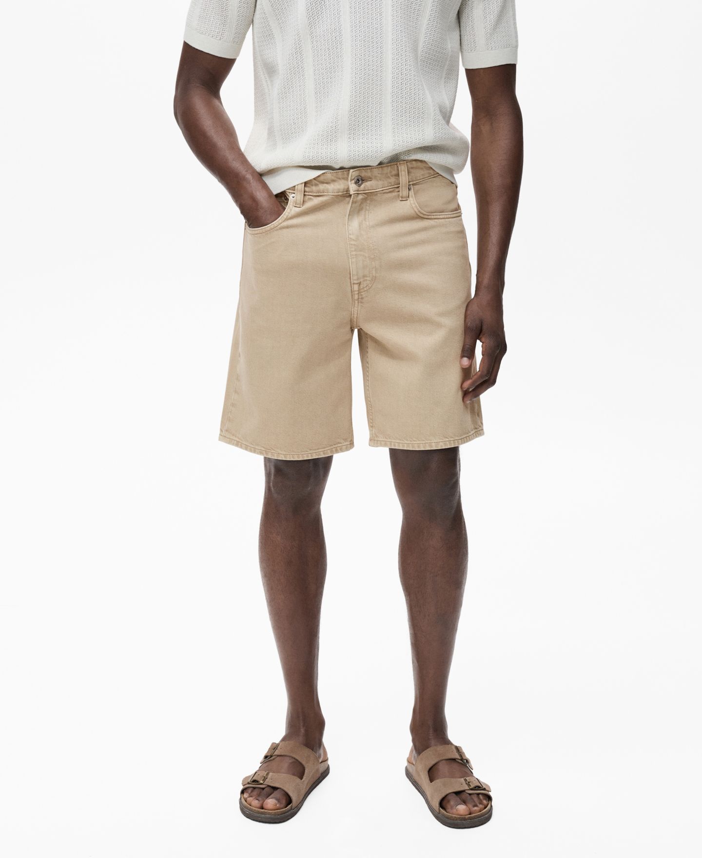 Мужские шорты Mango Regular-Fit 9" Denim Shorts, цвет: Серый — фото 1