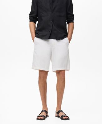 Men's Elastic Waist Linen 9" Bermuda Shorts