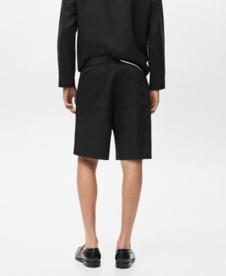 Men's Elastic Waist Linen 9" Bermuda Shorts